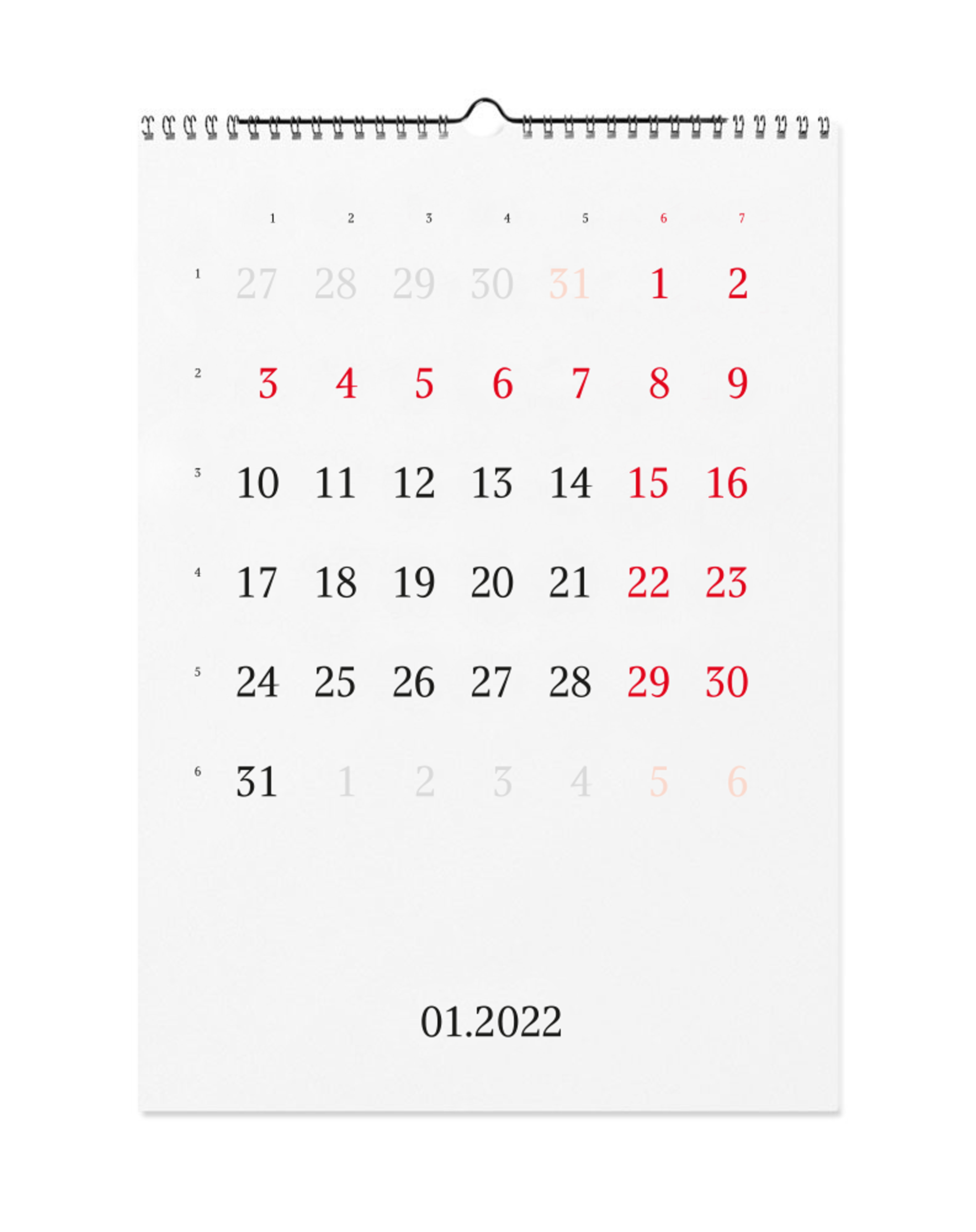 calendar 2022 january