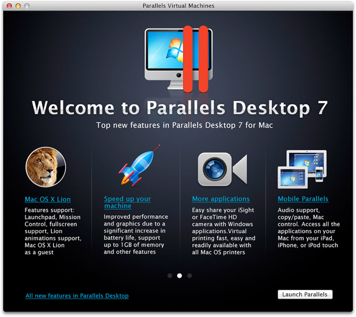 parallels welcome screen 1