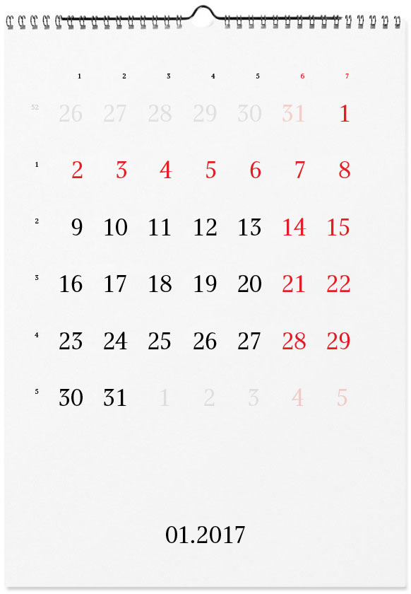 calendar 2017 january