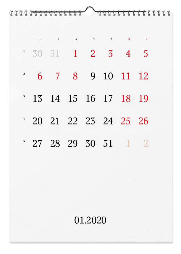 calendar 2020 january