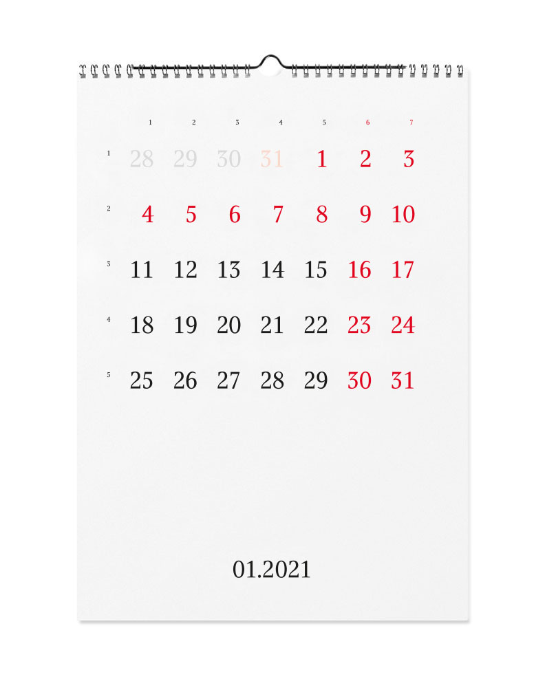 calendar 2021 january