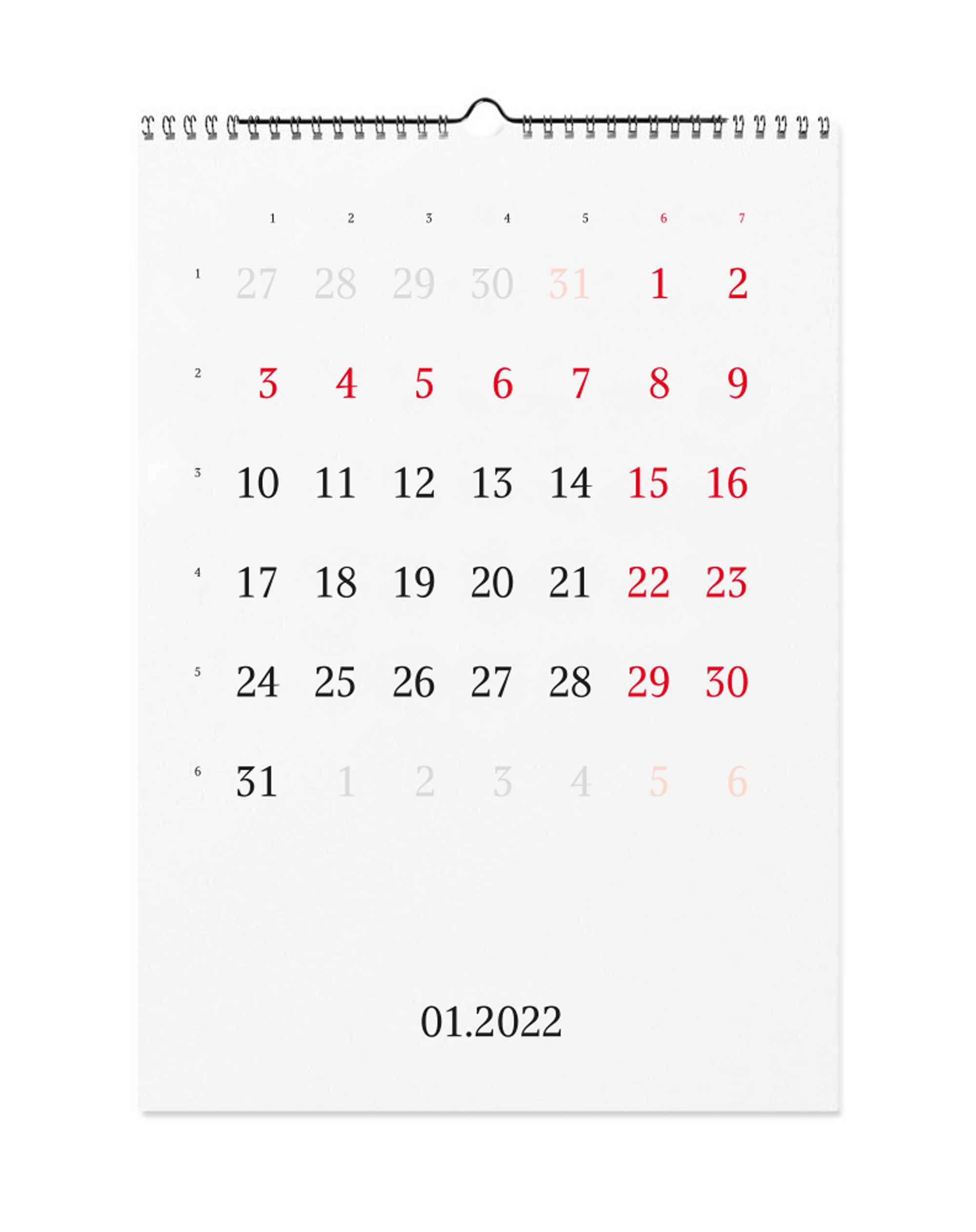 calendar 2022 january