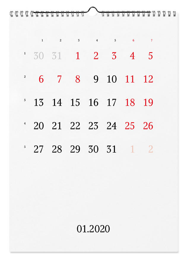 calendar 2020 january