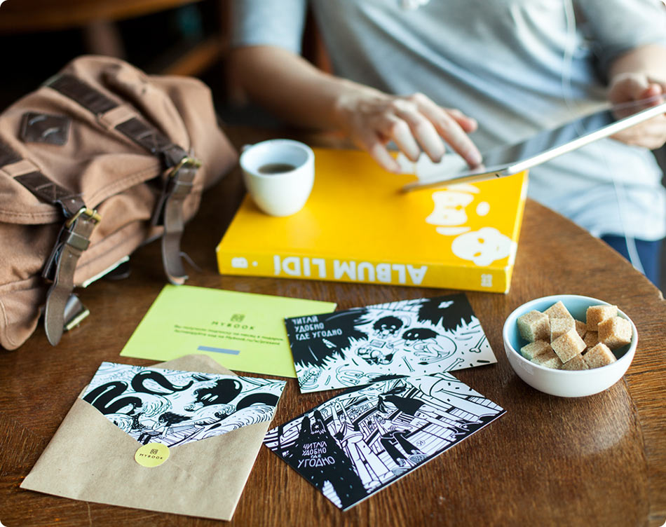 mybook postcard table
