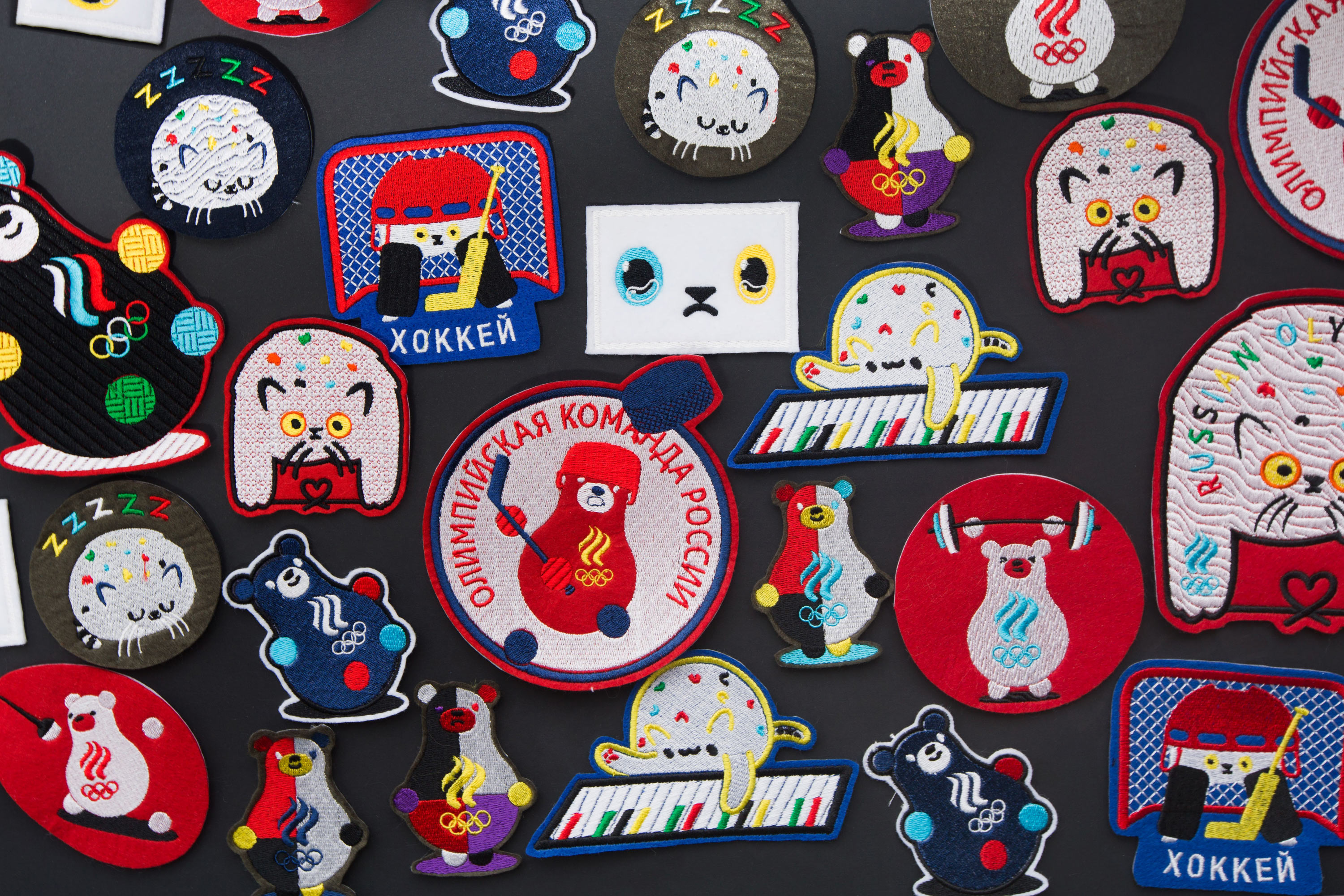russian olympic mascots patches
