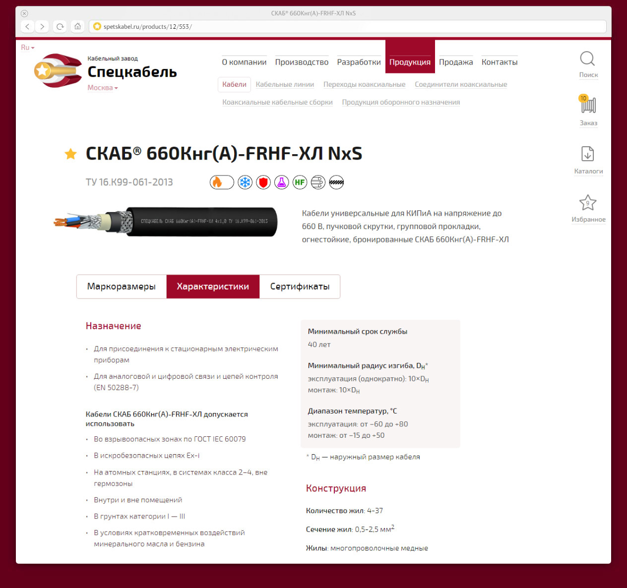 spetskabel site parameters